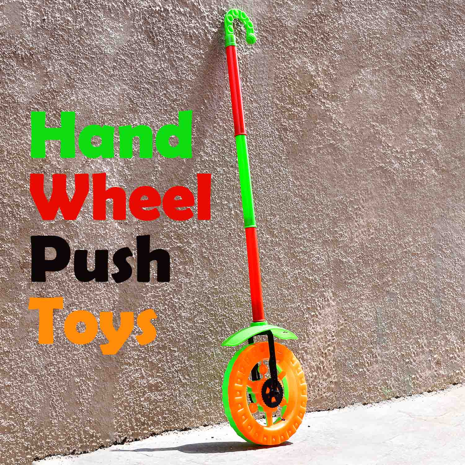 4435 Plastic Single Wheel Push Run toy with handle and two lights on wheel. push toy for Kids. DeoDap 4435 Plastic Single Wheel Push Run toy with handle and two lights on wheel. push toy for Kids. DeoDap